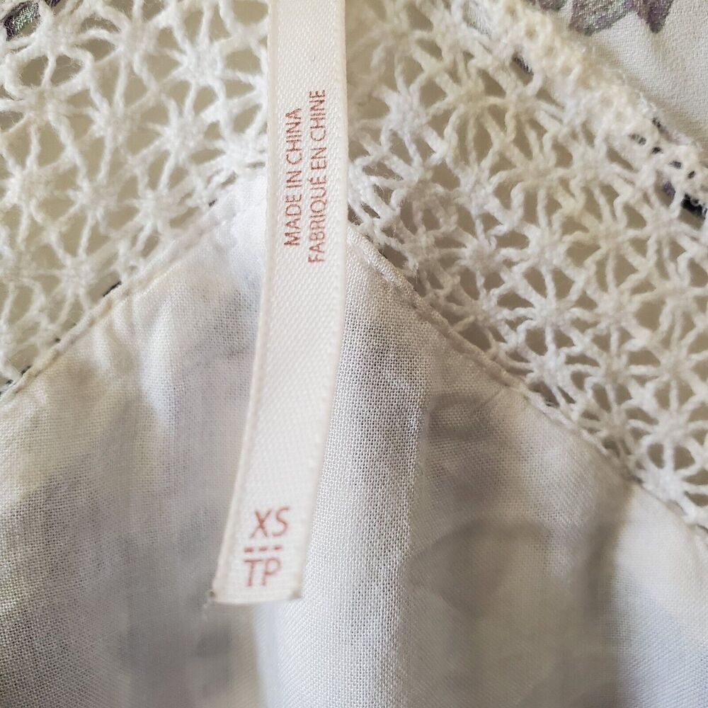 Free People Rain Or Shine Lace Up Mini Dress Ivory Paisley Womens XS - Picture 7 of 15